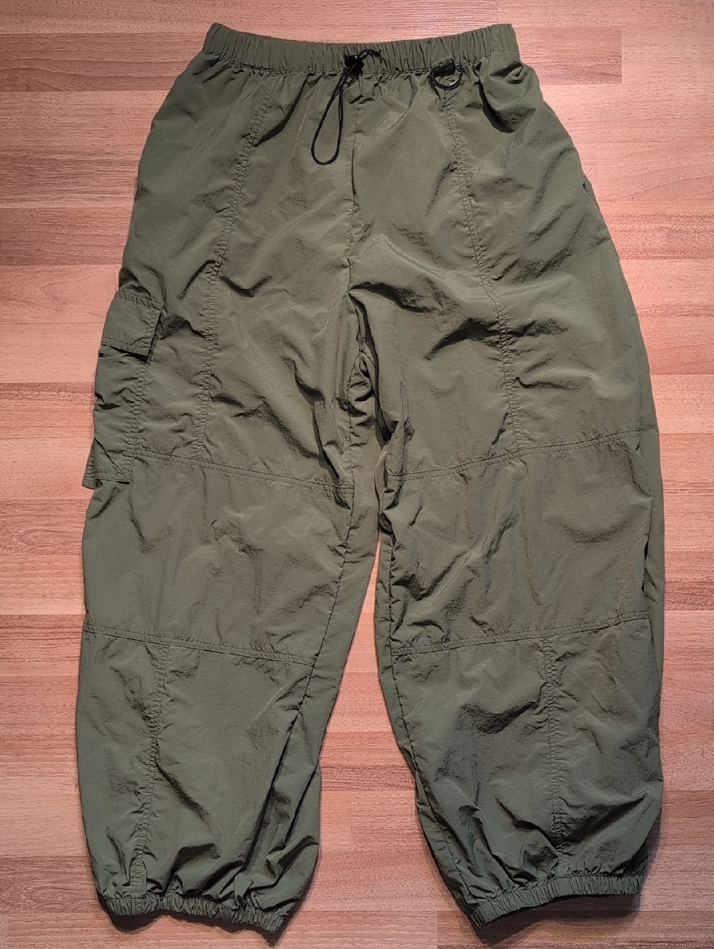American Bazi Olive Green Elastic Waist Cargo Pants